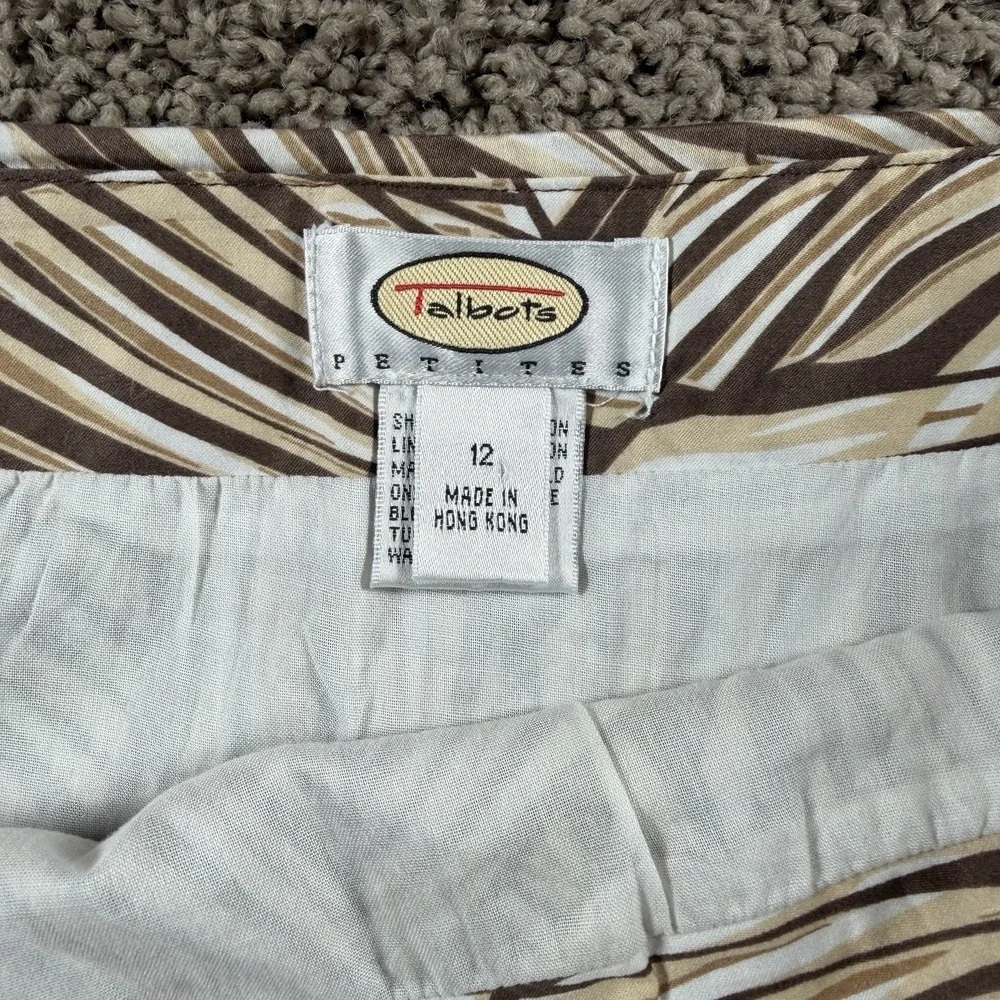 Talbots A line Leaf Skirt‎ Size 12 Petite tropical resort wear neutral preppy